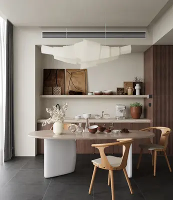 Minimalist Dining Space with Floating Shelves 3d model