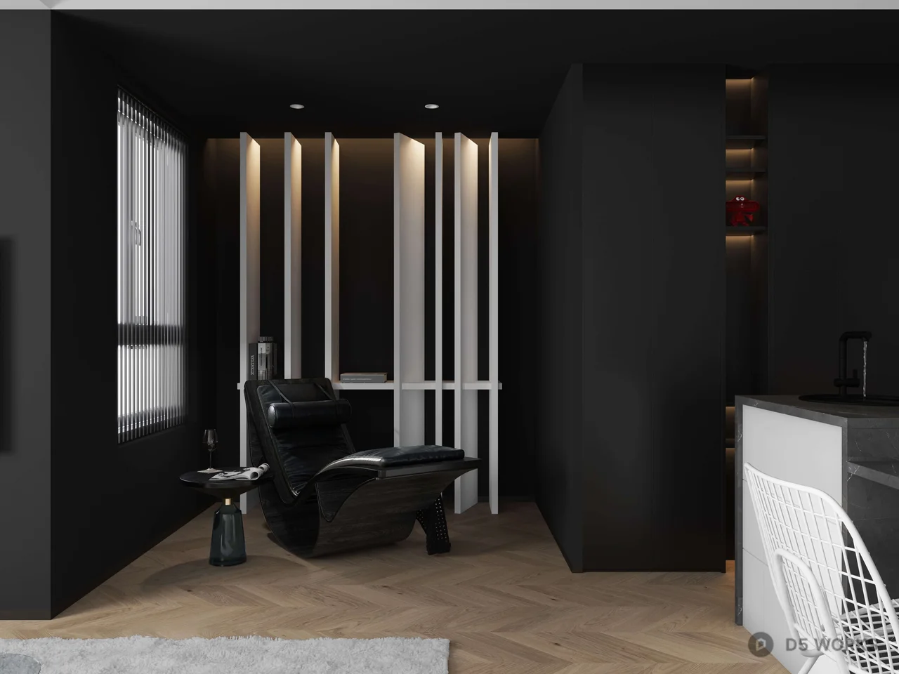 Minimalist Living Dining Space 3d model thumbnail 4