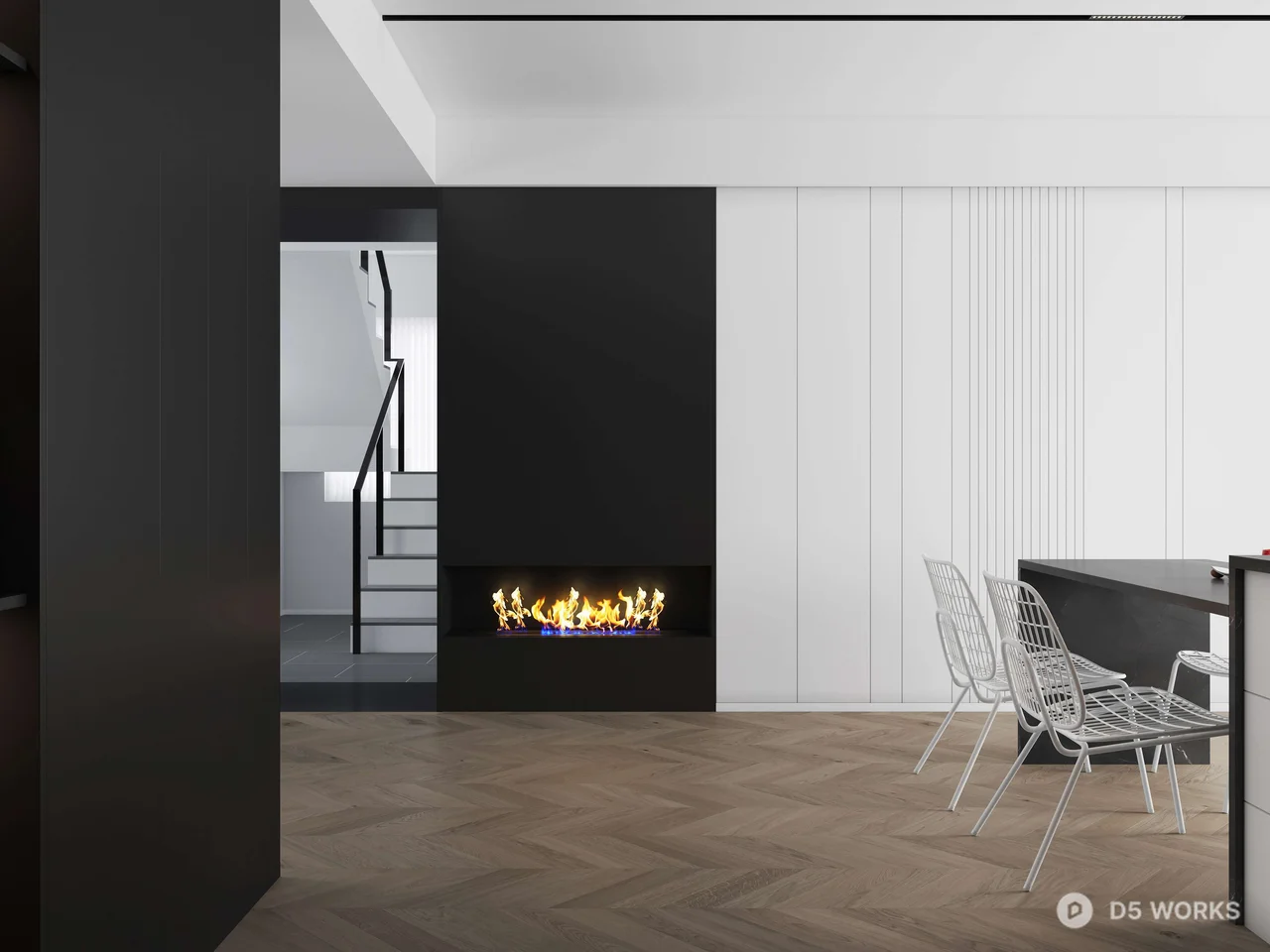 Minimalist Living Dining Space 3d model thumbnail 2