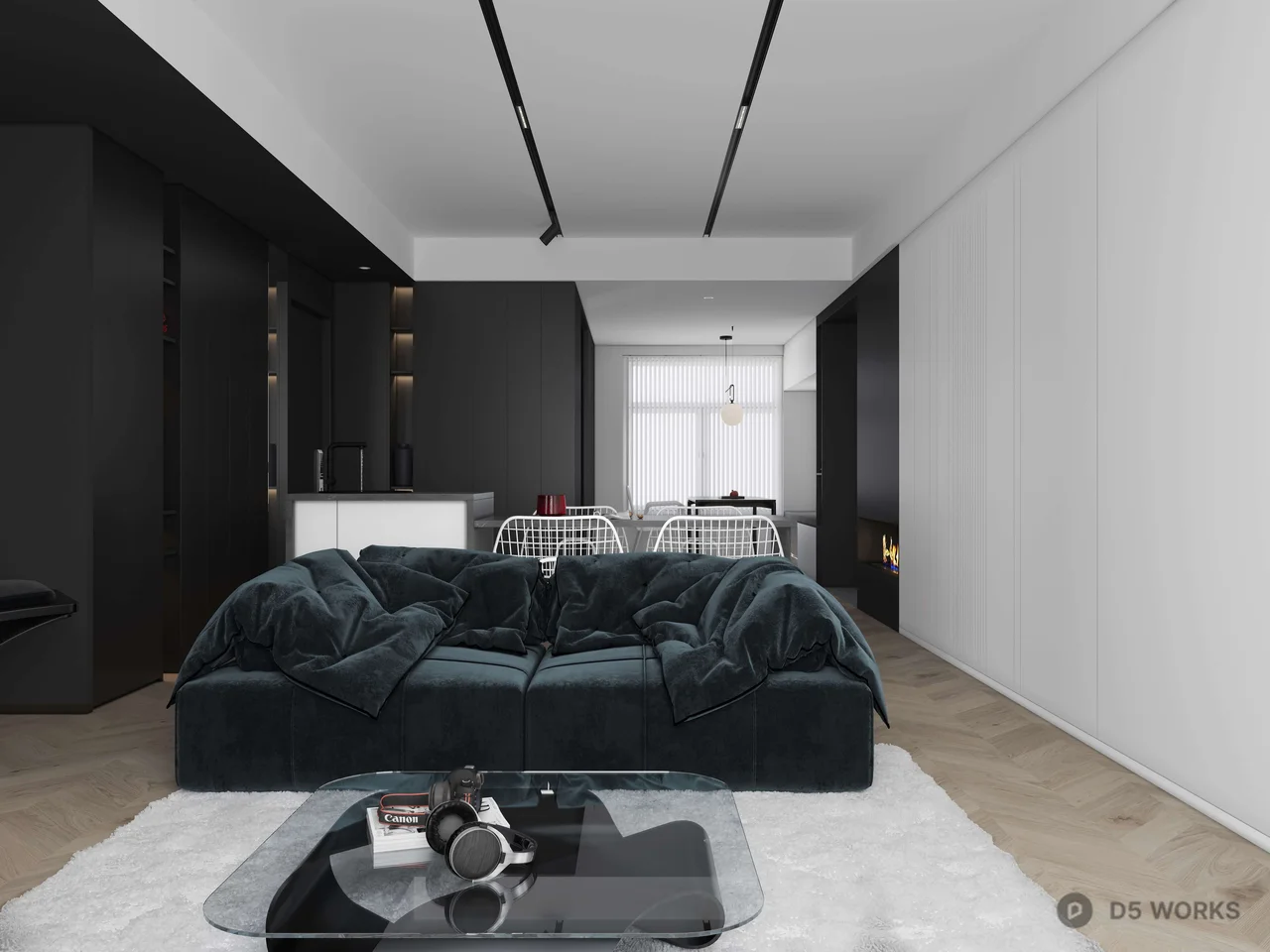 Minimalist Living Dining Space 3d model thumbnail 3