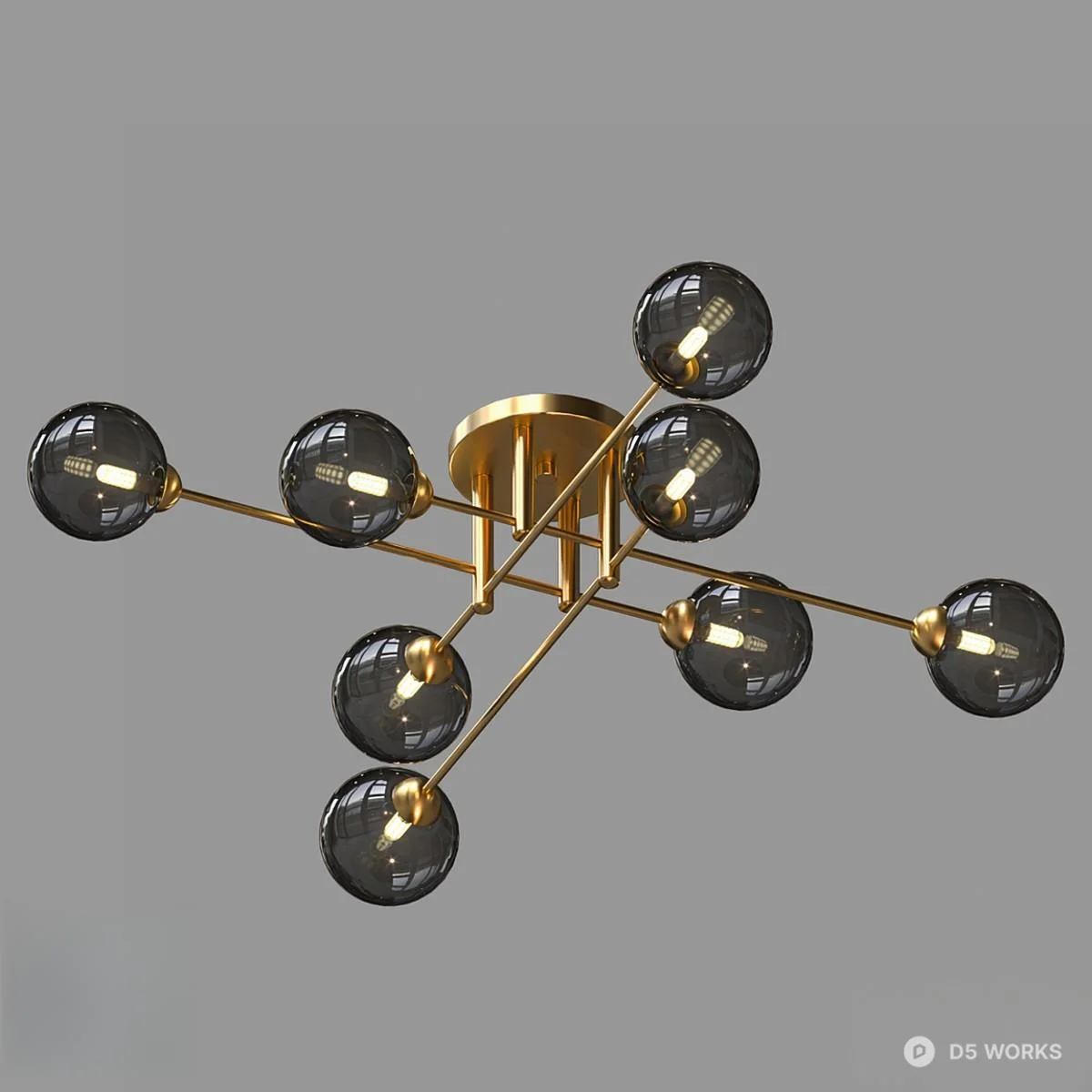 Modern Glass Globe Ceiling Light 3d model thumbnail 3