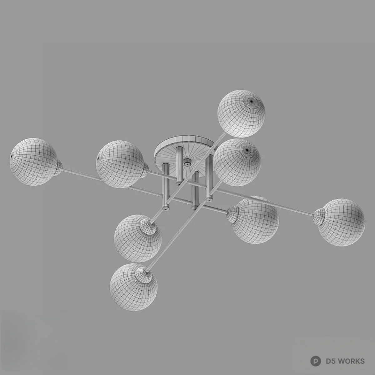 Modern Glass Globe Ceiling Light 3d model thumbnail 2