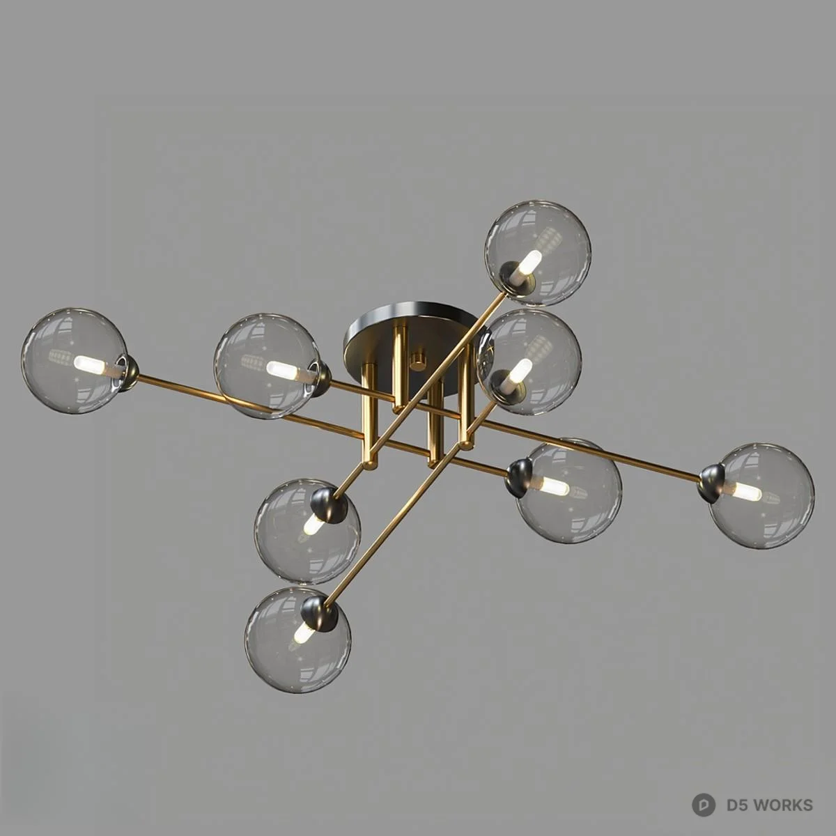 Modern Glass Globe Ceiling Light 3d model - Image 1