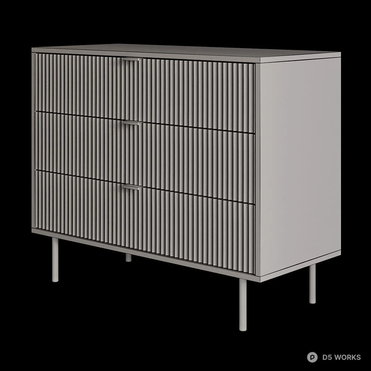 Ribbed Minimalist Chest Of Drawers 3d model thumbnail 2