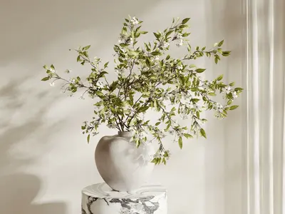 Minimalist Ceramic Vase With Floral Branch Arrangement 3d model