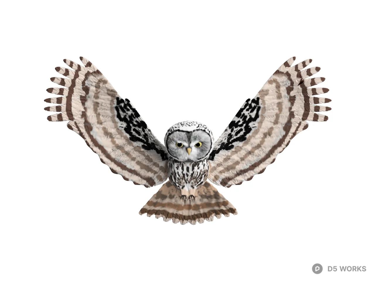 Flying Owl Sculpture 3d model thumbnail 2