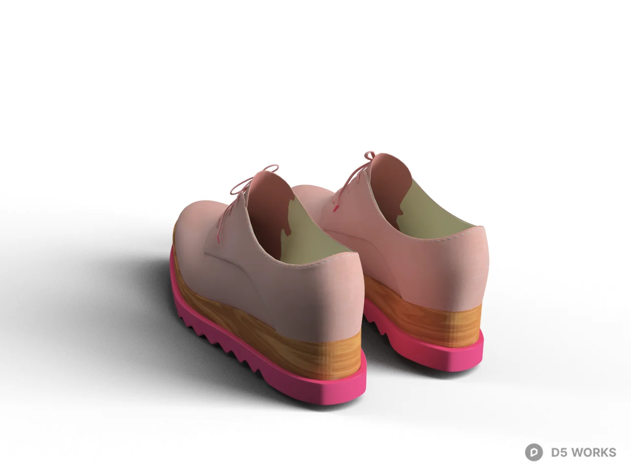 Pink Platform Shoes With Yellow Sole 3d model - Image 1
