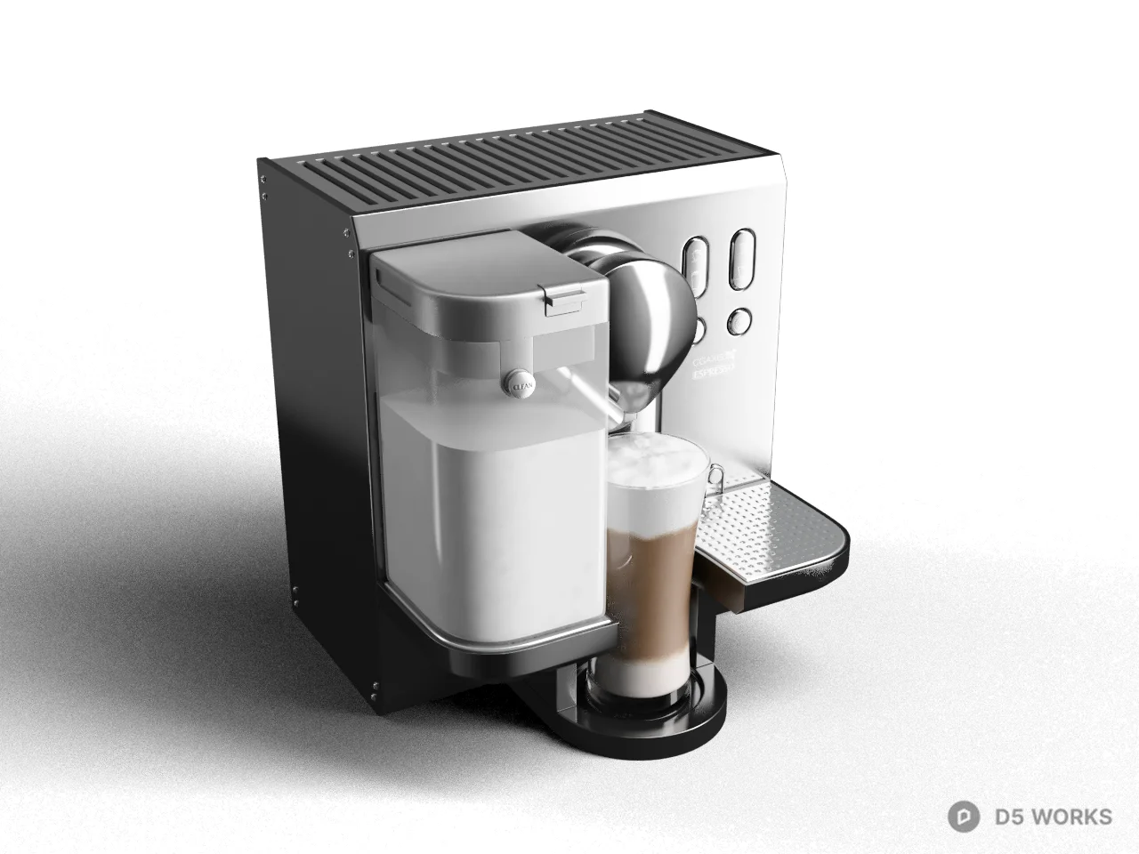 Stainless Steel Espresso Machine With Milk Frother 3d model - Image 1