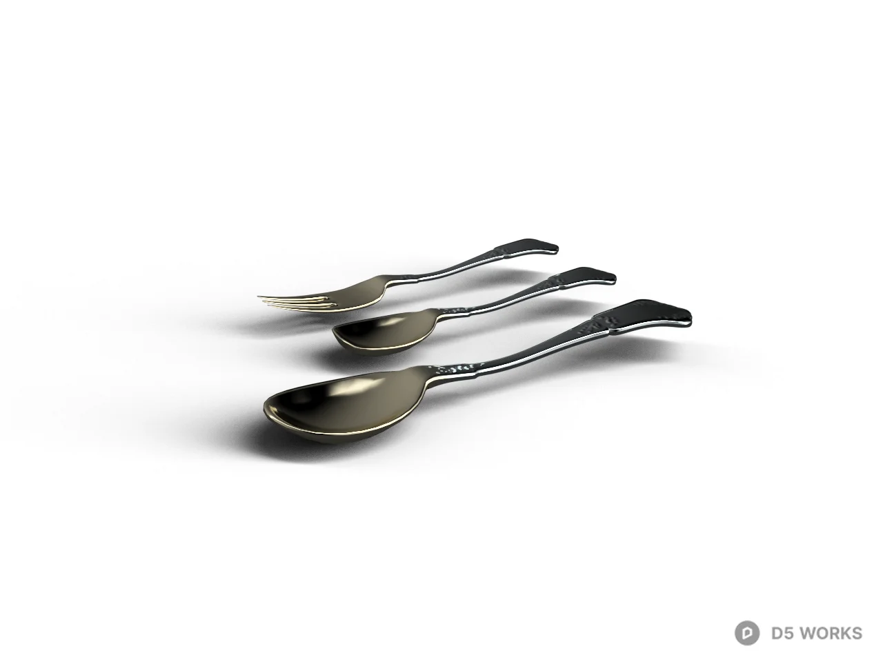Minimalist Metal Spoon Set 3d model - Image 1