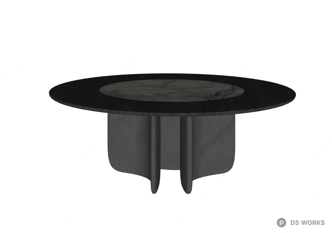 Minimalist Round Dining Table 3d model thumbnail 2