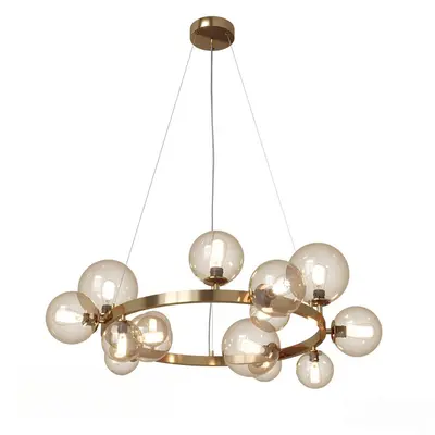 Brass Ring Chandelier With Glass Globes 3d model
