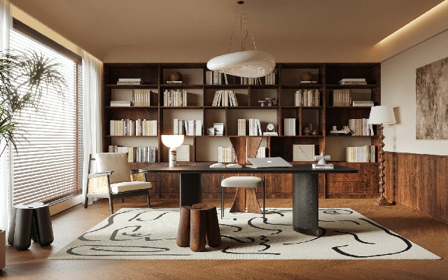 Mid-Century Modern Study Room