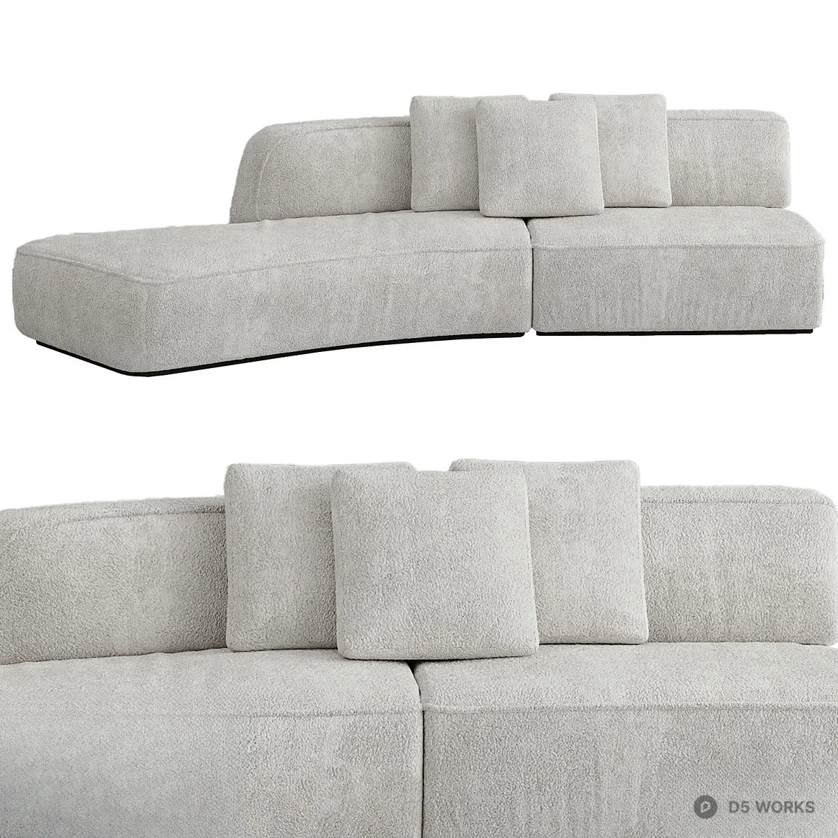 Modular Textured Fabric Sectional Sofa 3d model - Image 1