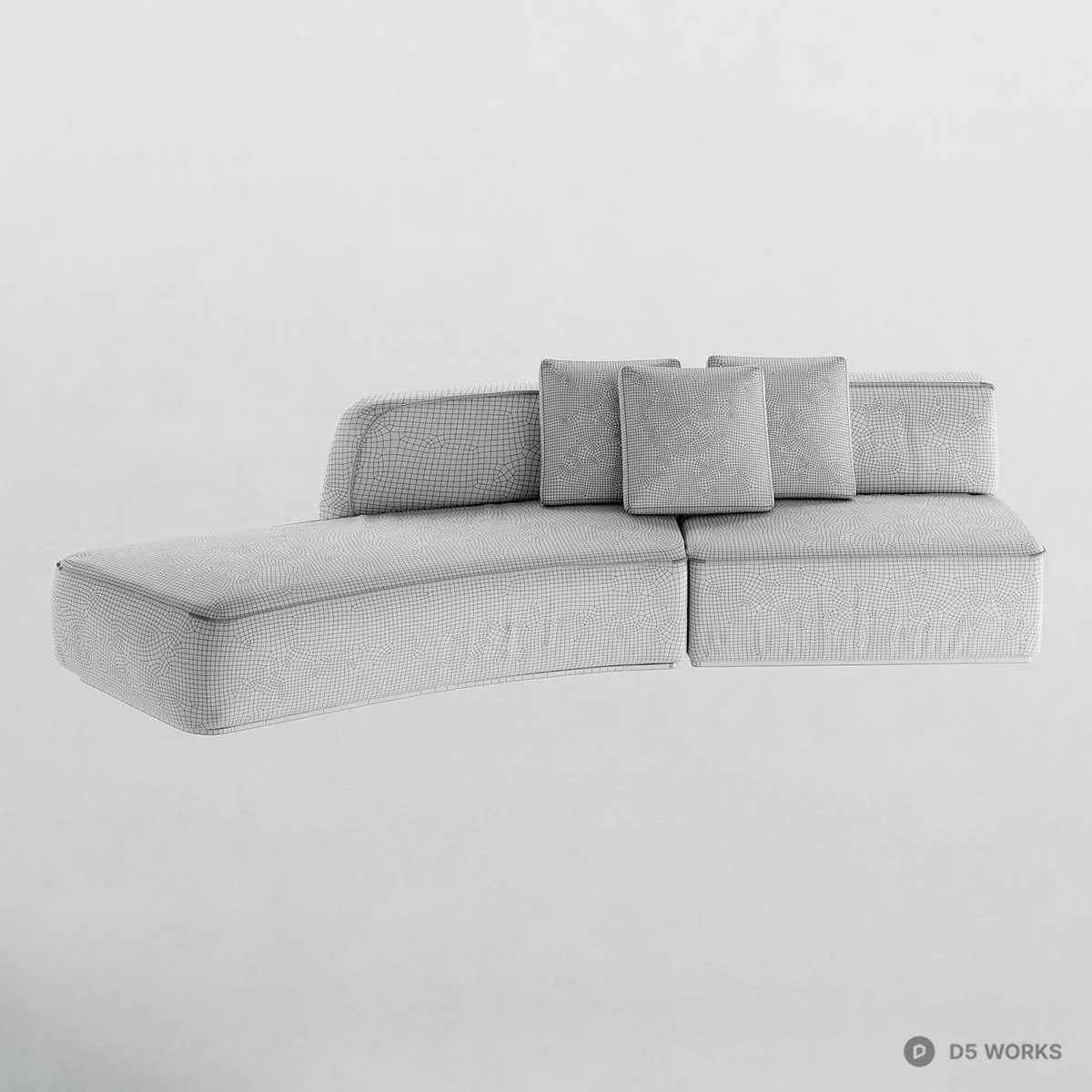 Modular Textured Fabric Sectional Sofa 3d model thumbnail 2