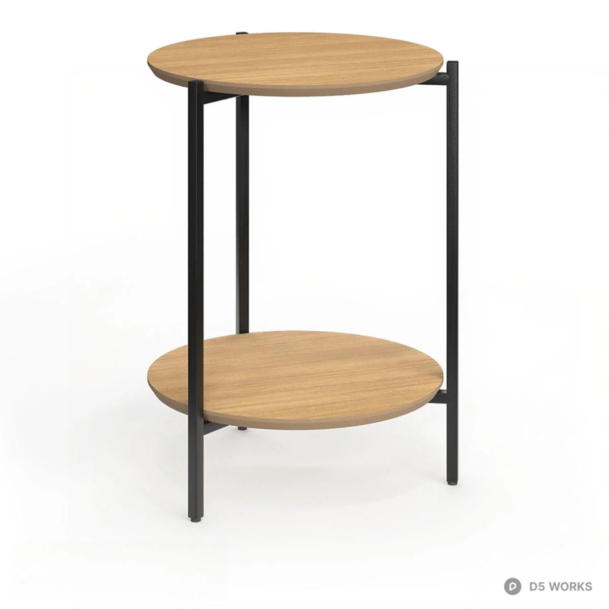 Minimalist Wood And Metal Tiered Side Table 3d model thumbnail 2
