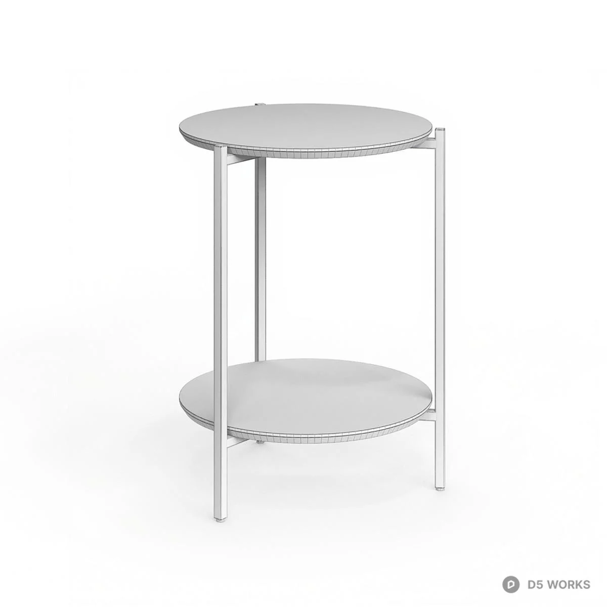 Minimalist Wood And Metal Tiered Side Table 3d model thumbnail 4