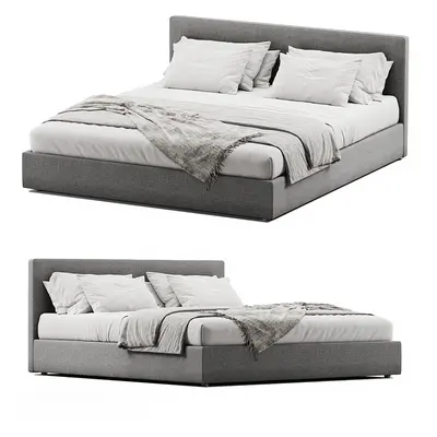 Minimalist Upholstered Double Bed 3d model