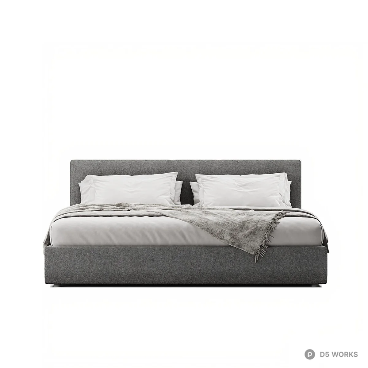 Minimalist Upholstered Double Bed 3d model thumbnail 4