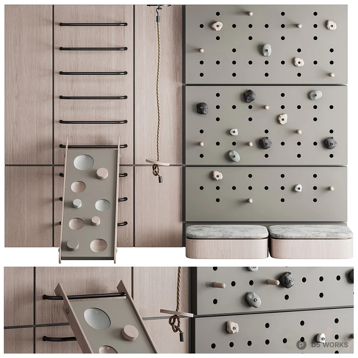 Minimalist Pegboard Storage Cabinet 3d model thumbnail 2