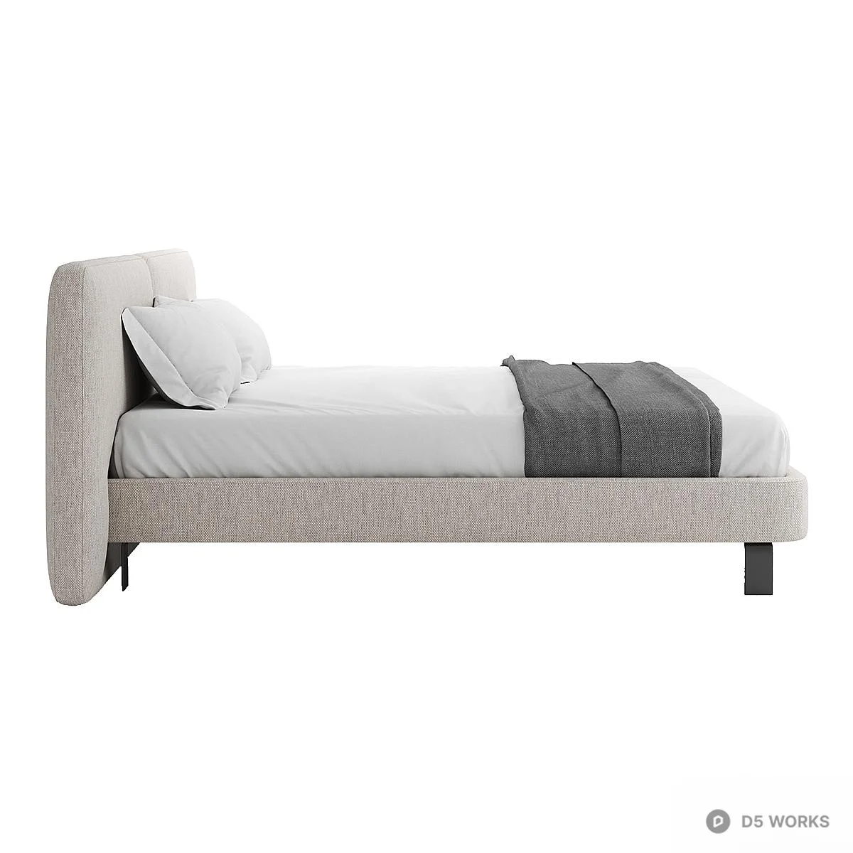 Minimalist Upholstered Double Bed 3d model thumbnail 3