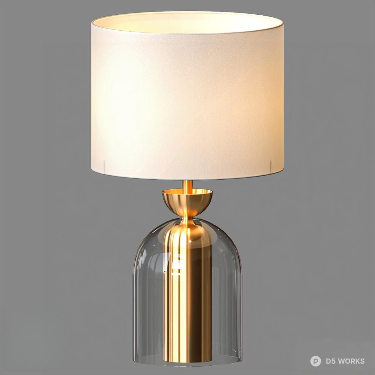Glass Dome Base Table Lamp With Gold Finish 3d model - Image 1