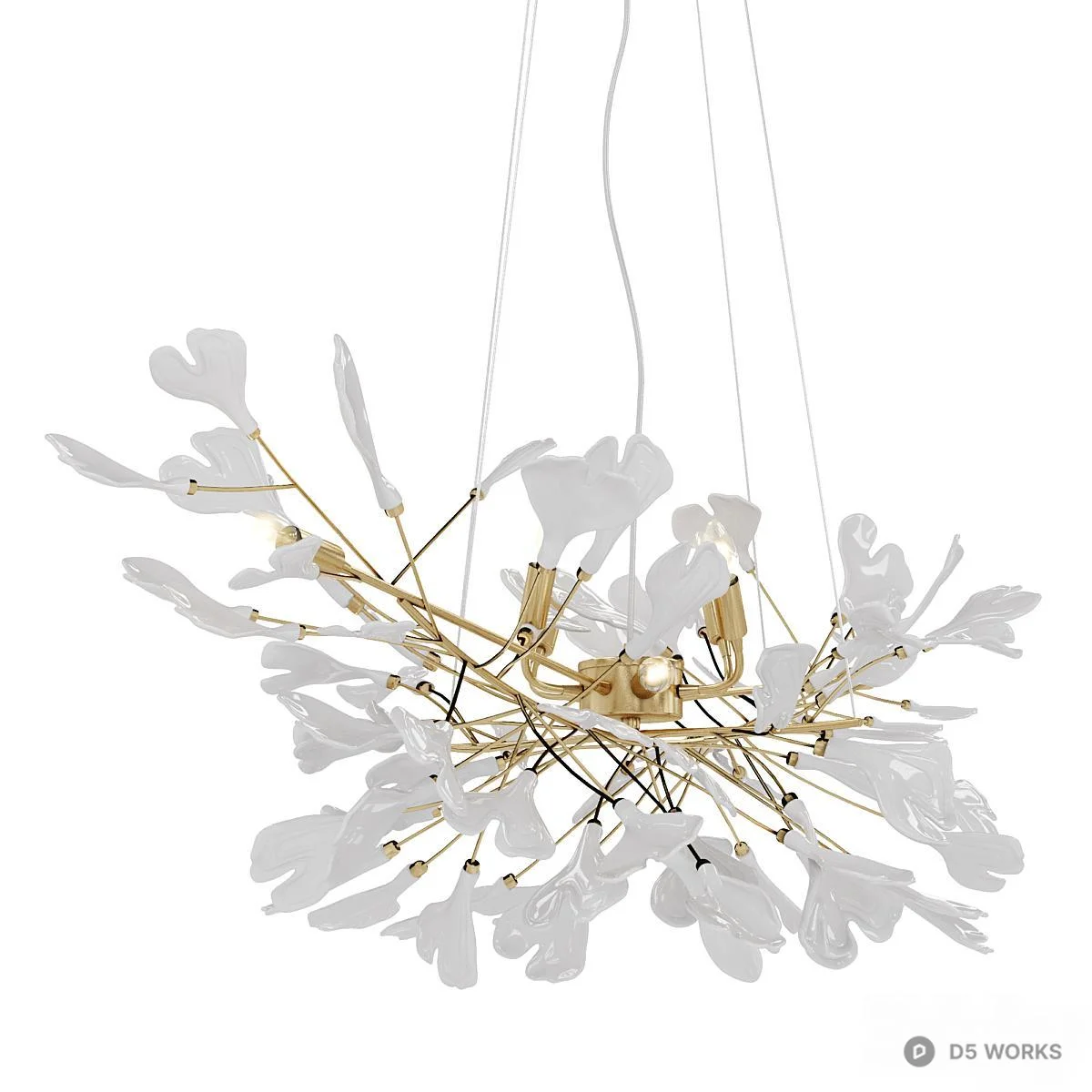 Floral Brass Chandelier 3d model thumbnail 2