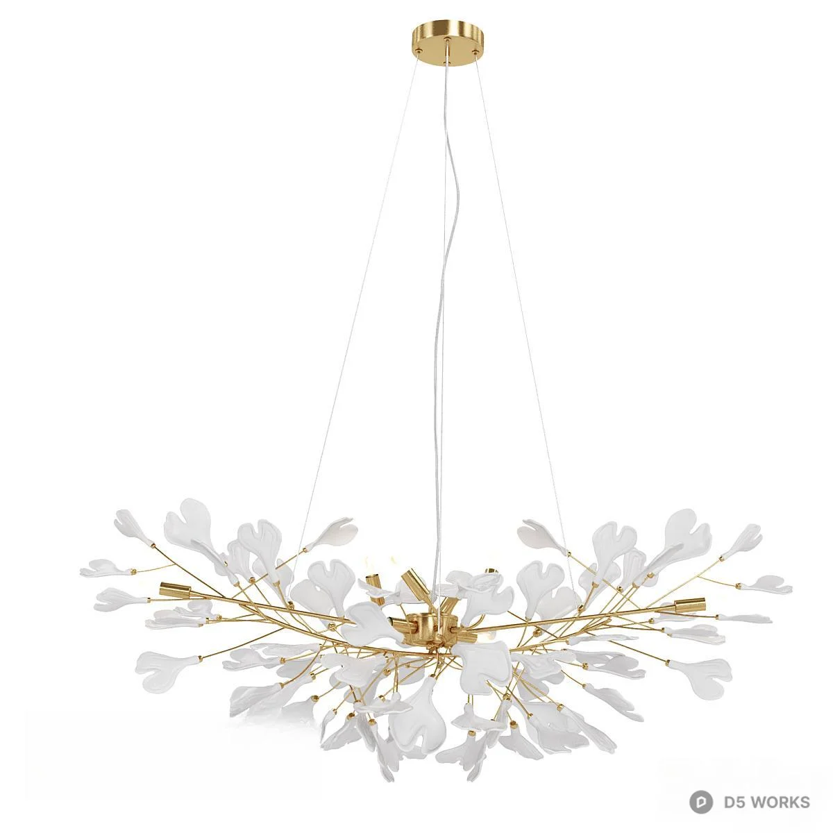 Floral Brass Chandelier 3d model - Image 1