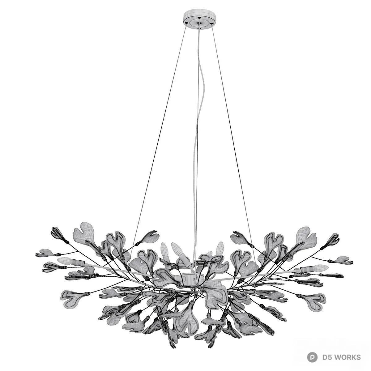 Floral Brass Chandelier 3d model thumbnail 3
