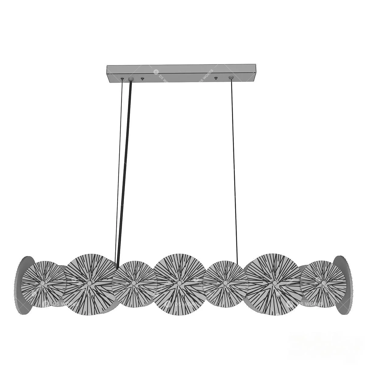 Modern Glass Disc Chandelier 3d model thumbnail 2