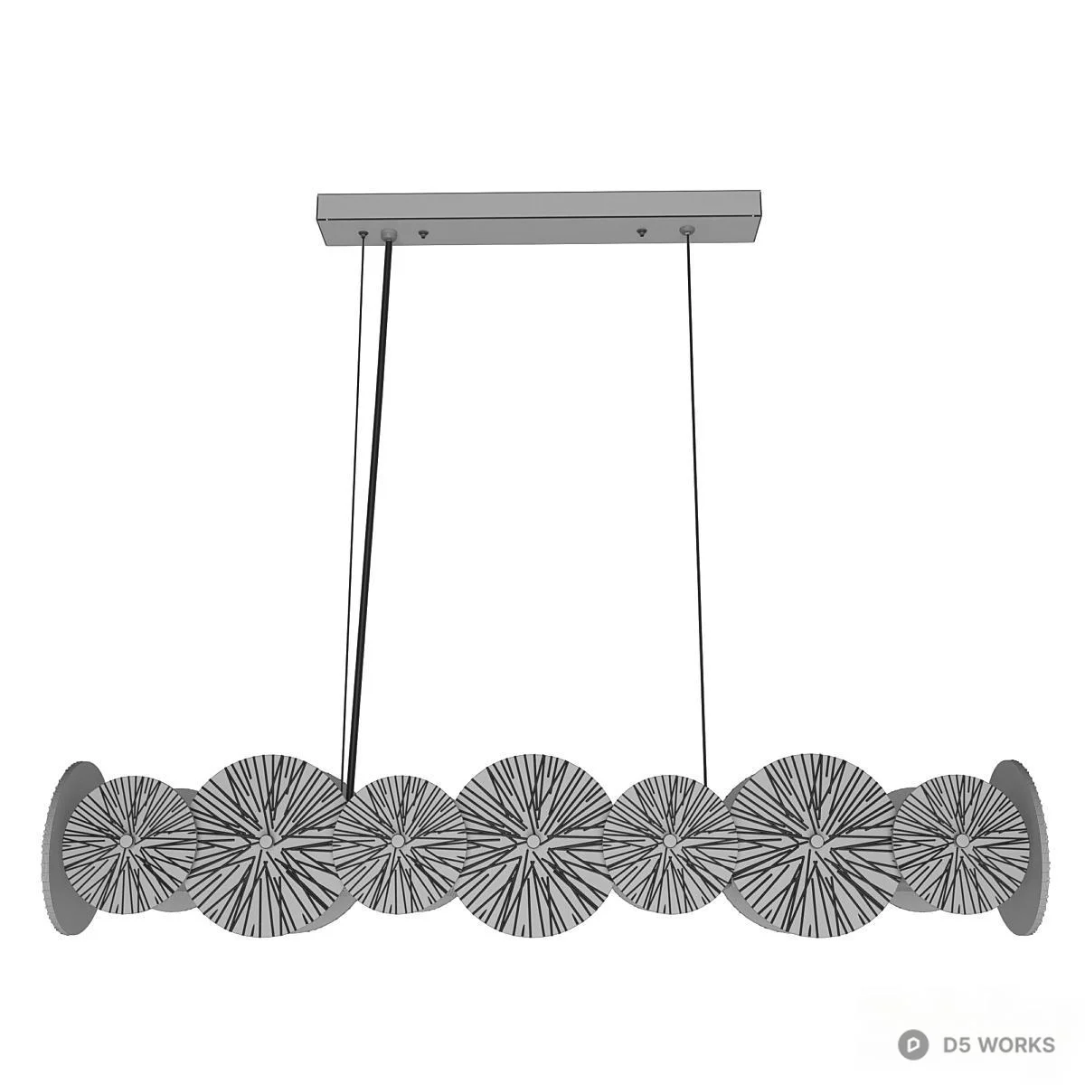 Modern Glass Disc Chandelier 3d model thumbnail 2