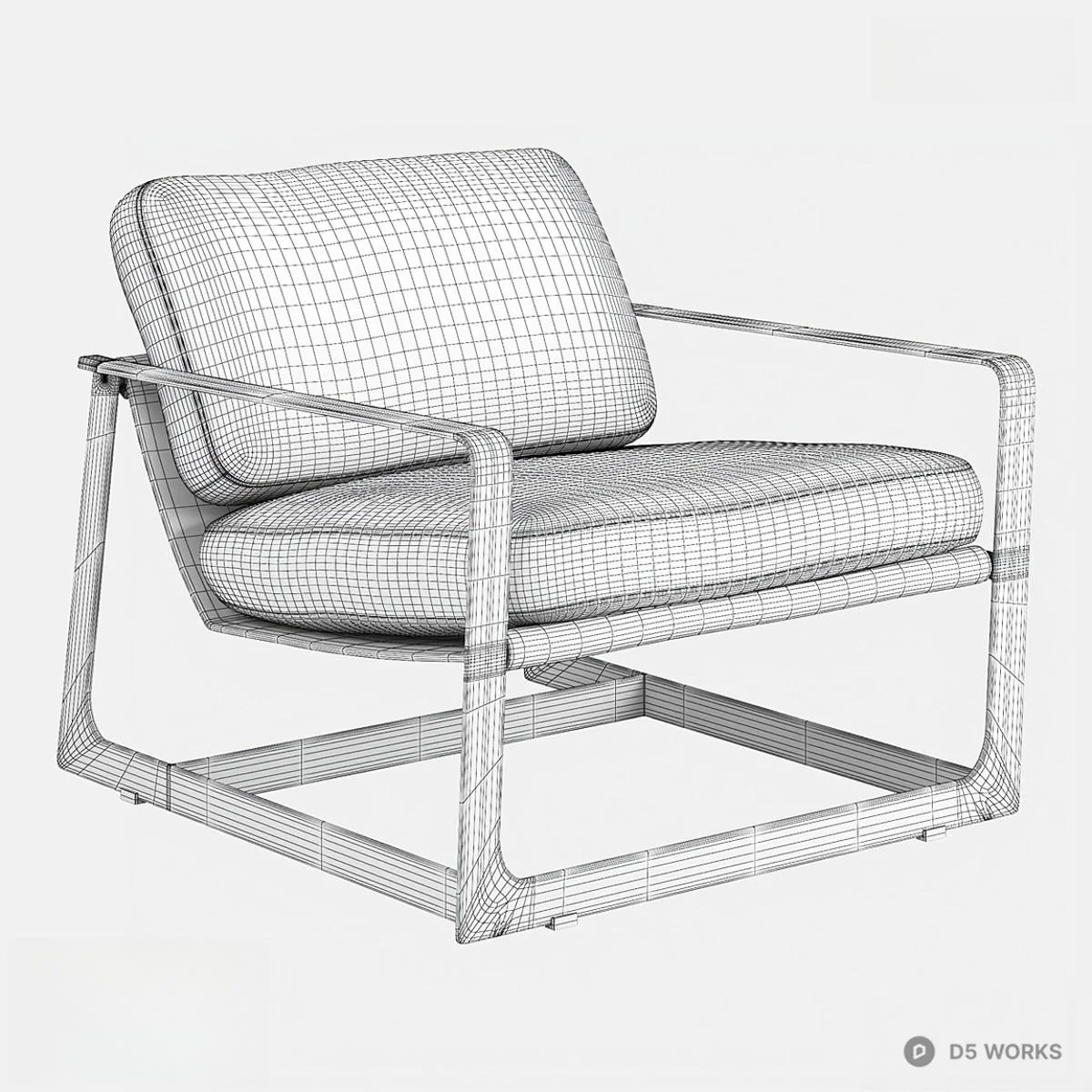 Houndstooth Upholstered Lounge Chair 3d model thumbnail 2