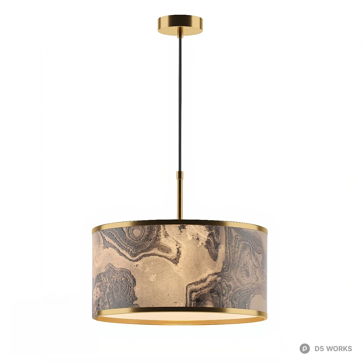 Marble Pattern Drum Pendant Light 3d model - Image 1