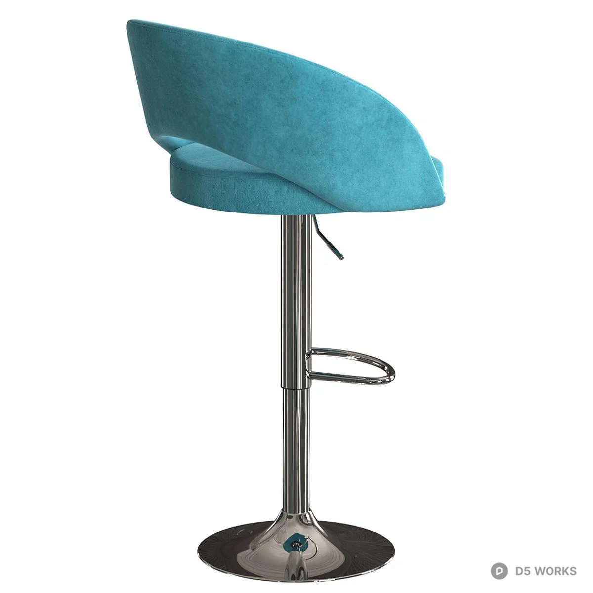 Velvet Upholstered Bar Stool With Chrome Base 3d model thumbnail 3