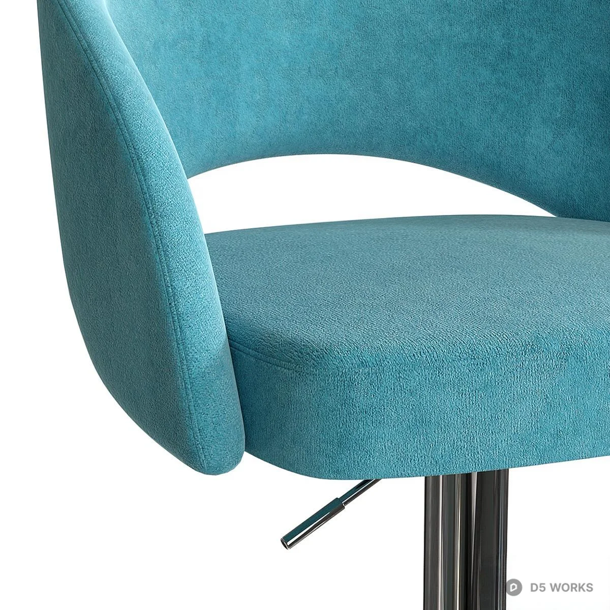 Velvet Upholstered Bar Stool With Chrome Base 3d model thumbnail 4