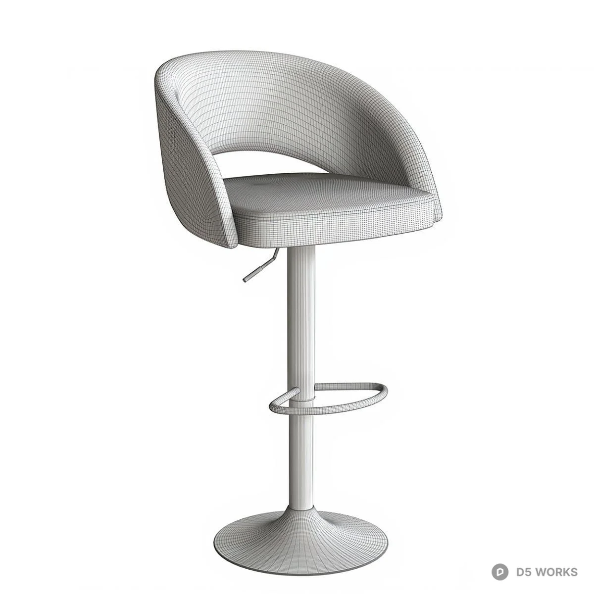 Velvet Upholstered Bar Stool With Chrome Base 3d model thumbnail 5