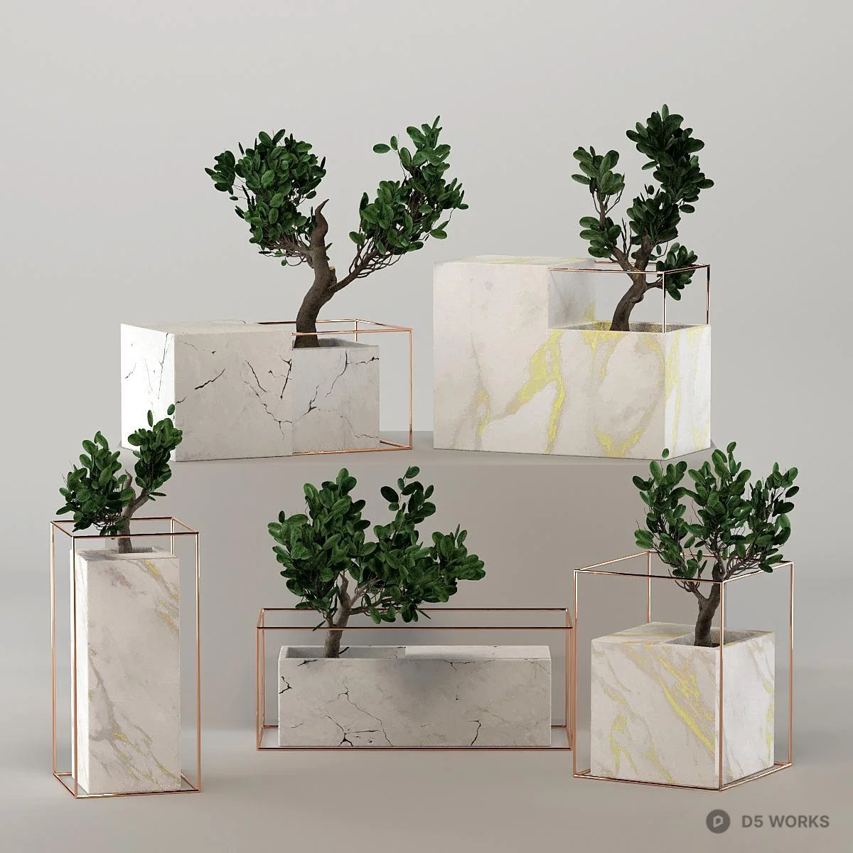 Marble Planter With Copper Frame 3d model - Image 1