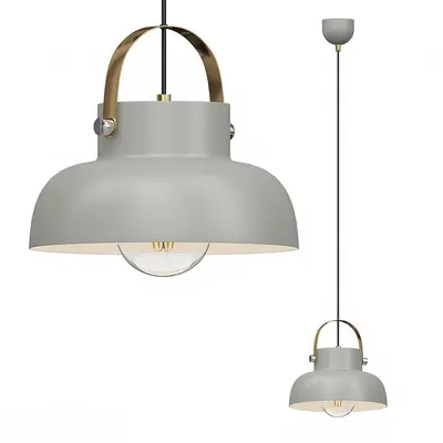 Minimalist Gray Pendant Lamp With Brass Handle 3d model