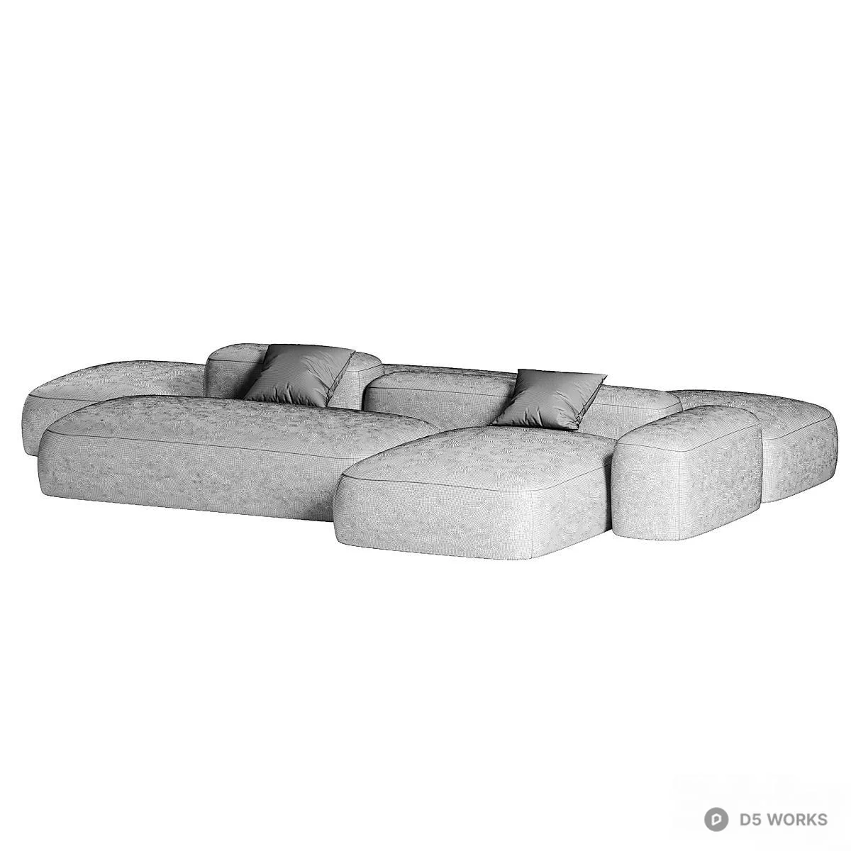 Modular Sectional Sofa In Brown Beige And Green 3d model thumbnail 3