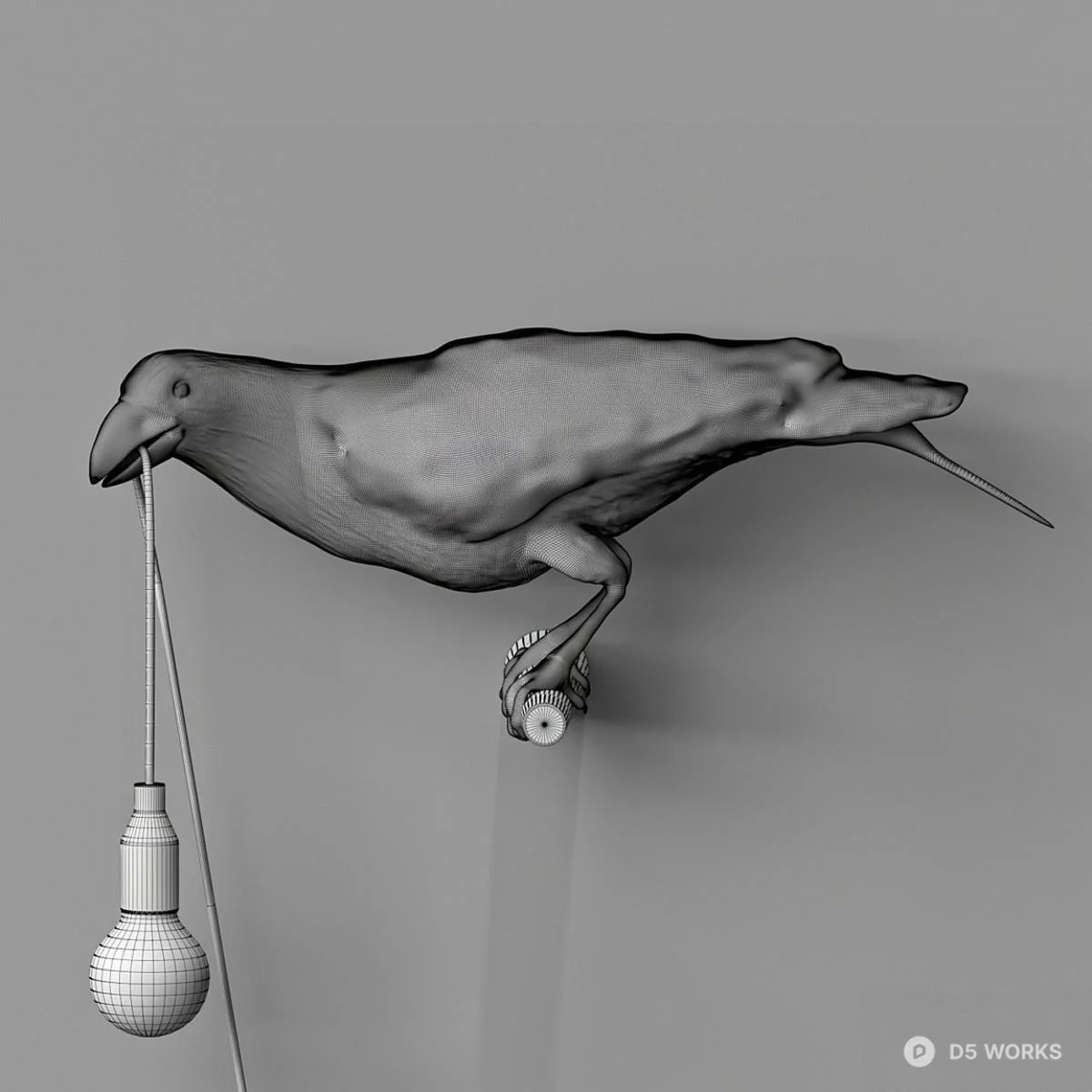 Bird Shaped Wall Lamp 3d model thumbnail 2