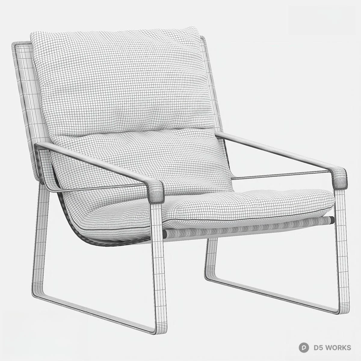 Industrial Style Leather Leisure Chair 3d model thumbnail 2