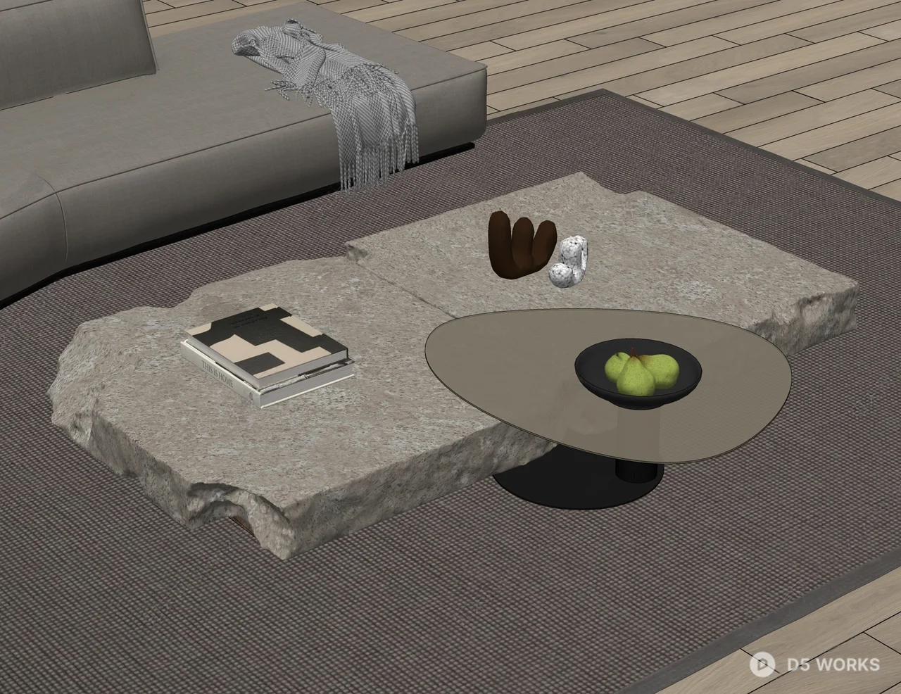 Natural Stone Coffee Table 3d model thumbnail 2