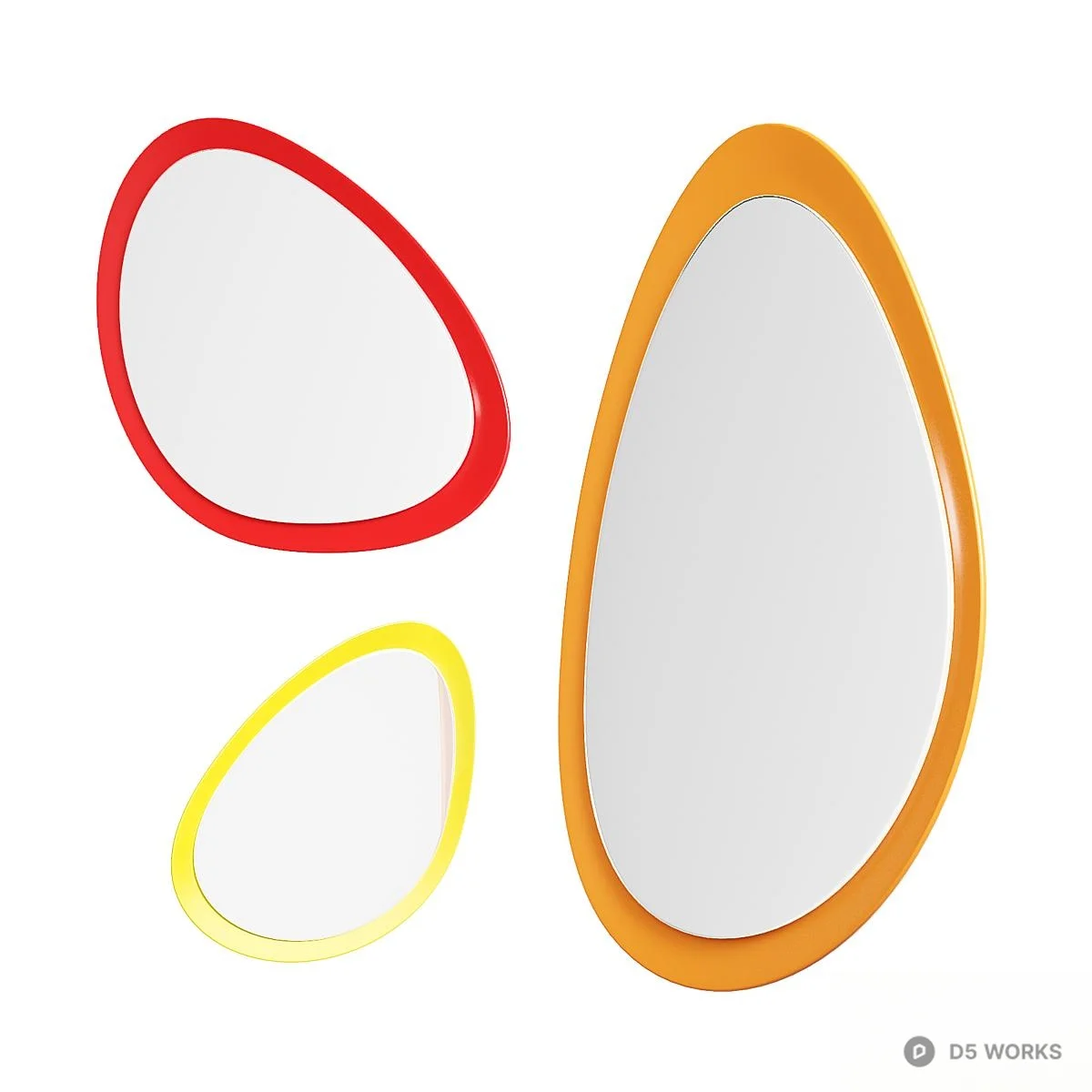 Organic Shape Wooden Frame Mirror 3d model thumbnail 2
