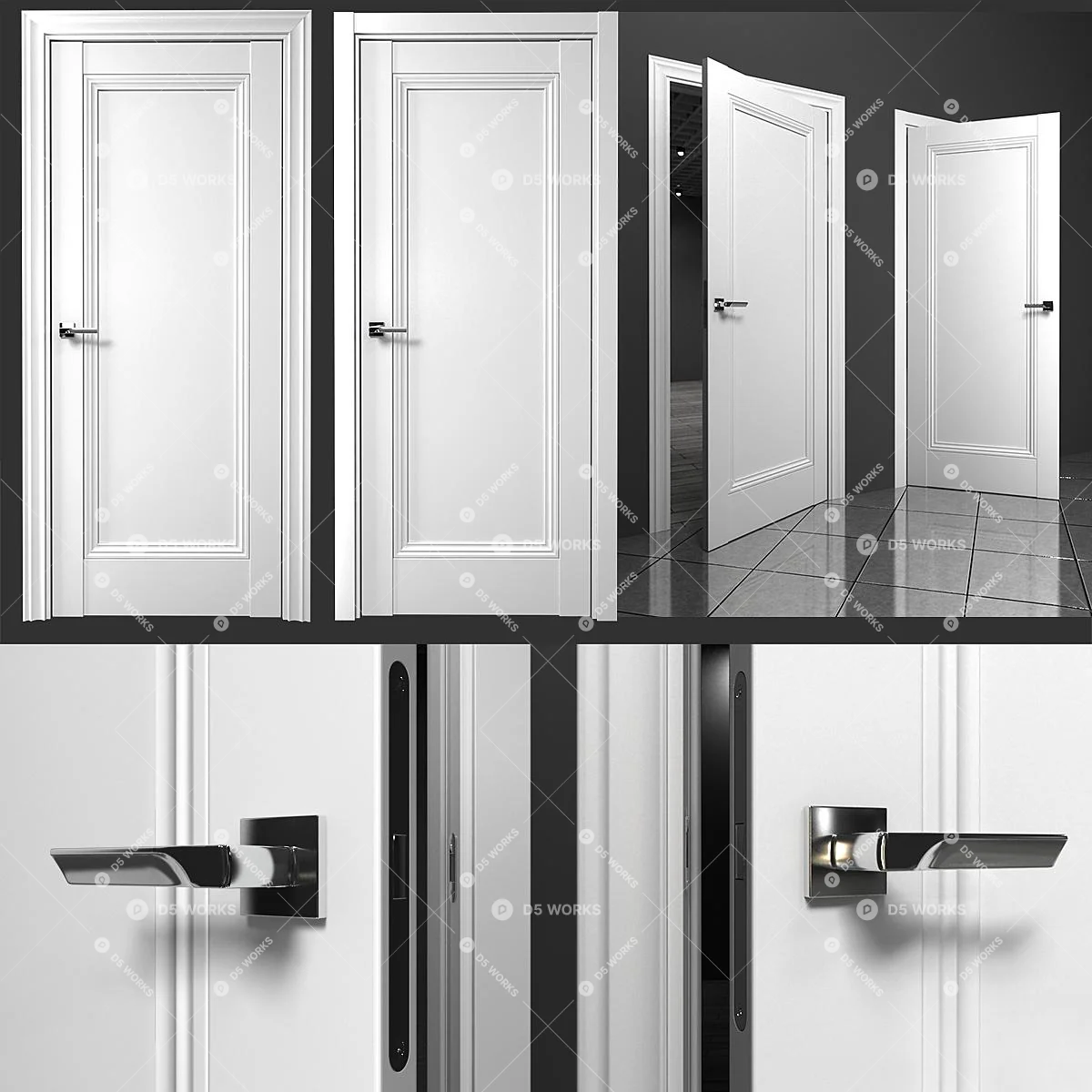 Transitional Single Door 3d model thumbnail 2