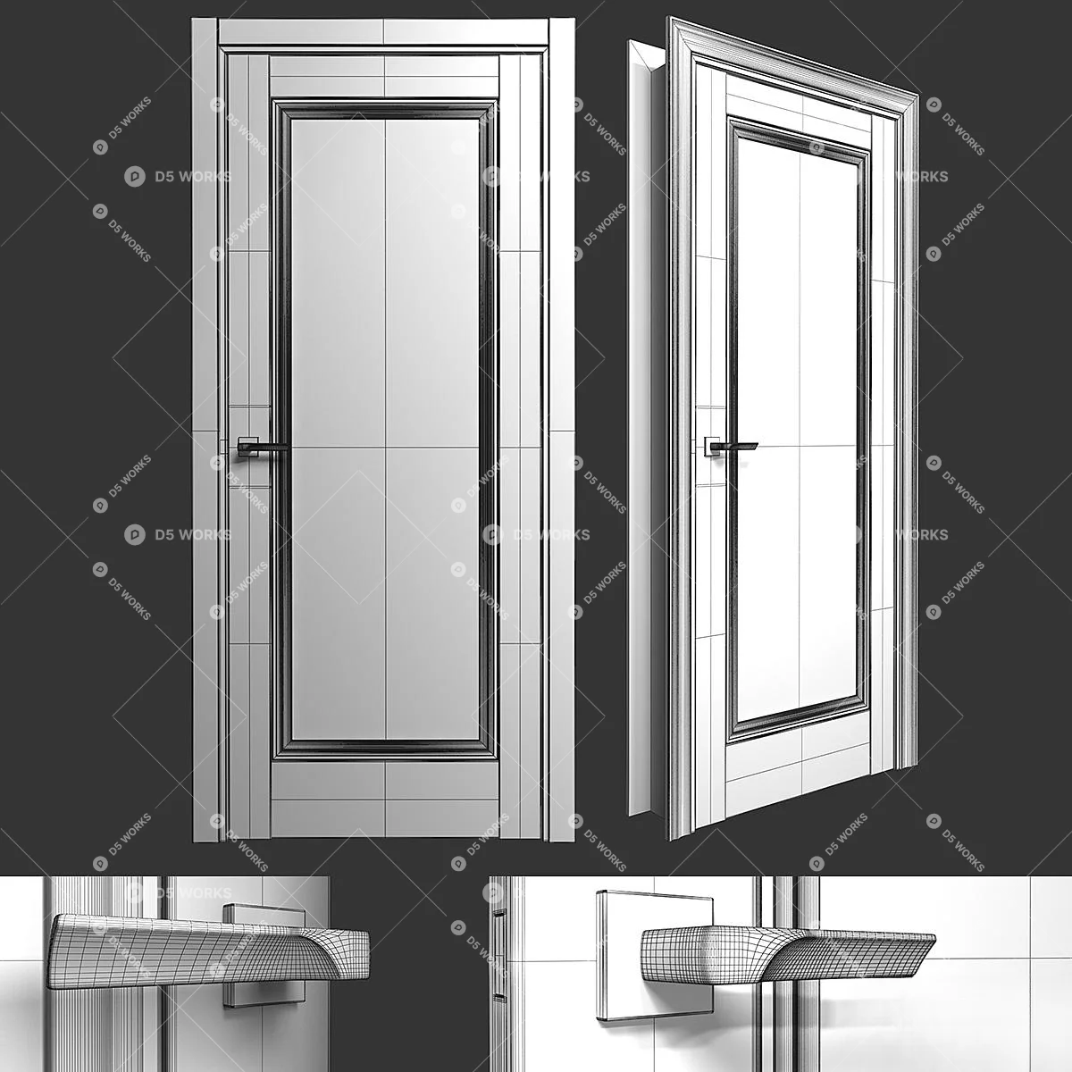 Transitional Single Door 3d model thumbnail 3
