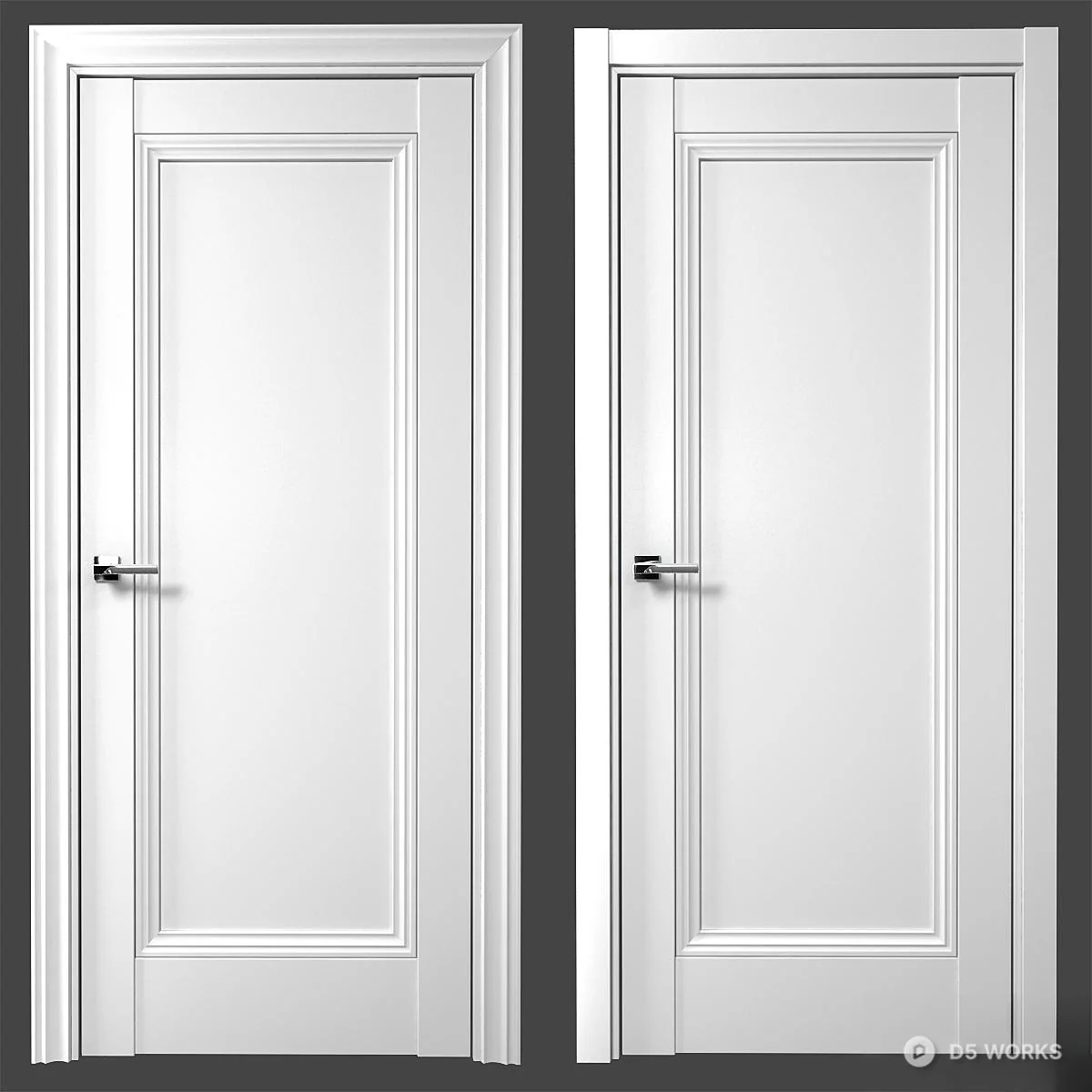 Classic White Panel Door 3d model - Image 1