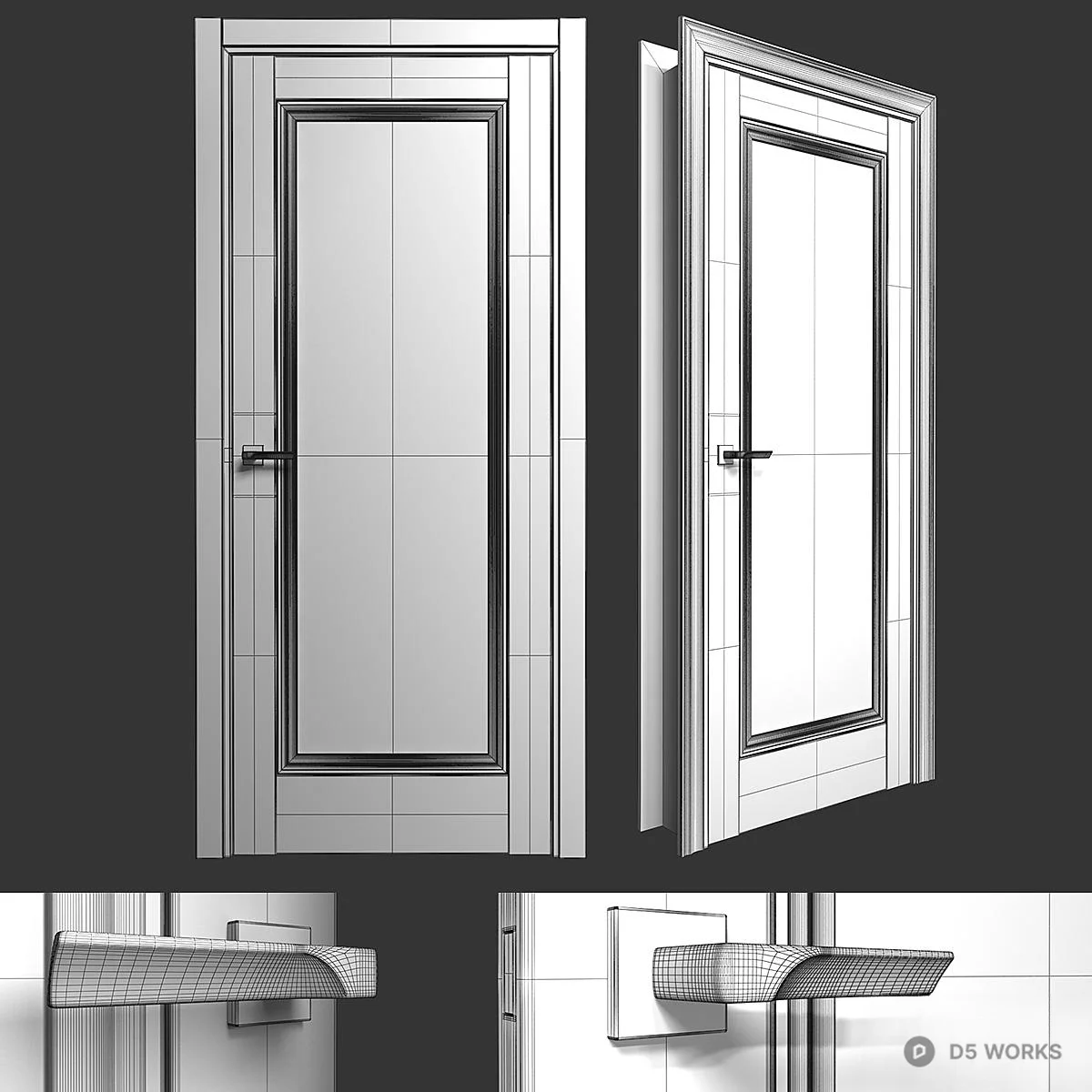 Classic White Panel Door 3d model thumbnail 3