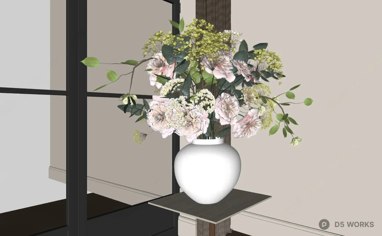 Minimalist Ceramic Vase With Floral Arrangement 3d model thumbnail 2
