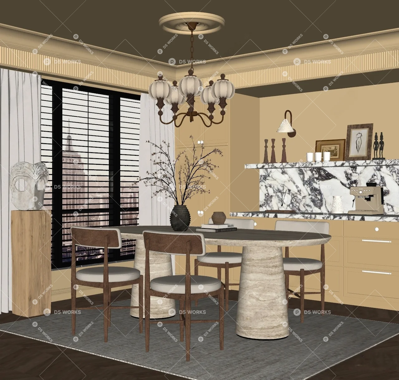 Contemporary Dining Room (Home) 3d model thumbnail 2