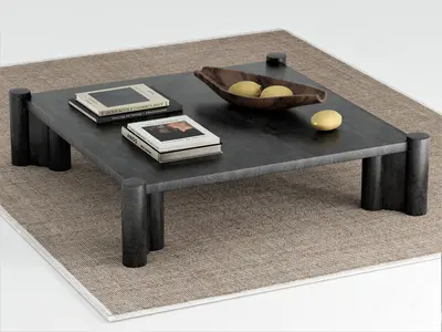 Minimalist Black Stone Coffee Table 3d model
