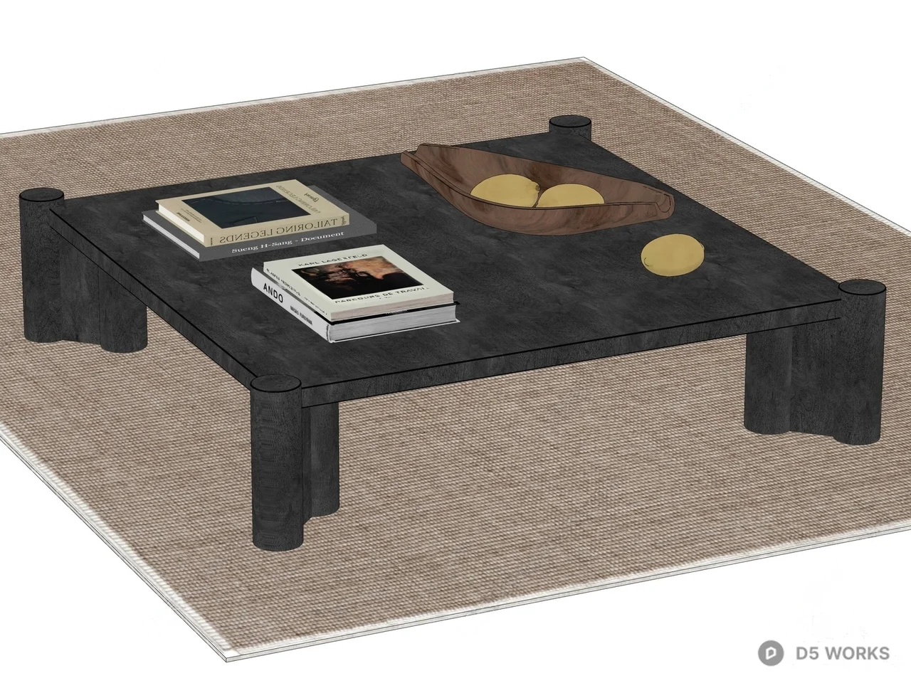 Minimalist Black Stone Coffee Table 3d model thumbnail 2